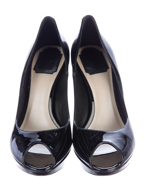 dior black leather peep toe stilettos|dior ladies heels.